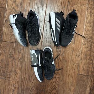 3 pairs Men’s athletic shoes. Peak 10.5, Adidas 10.5, Nike 9. Men’s sizes. $15ea